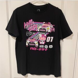 Sanrio Hello Kitty Black and Pink Graphic Racing T Shirt